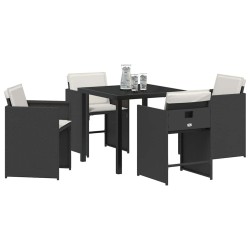 Ensemble de salle à manger pour jardin 5 pcs Noir polyrotin 563246563246