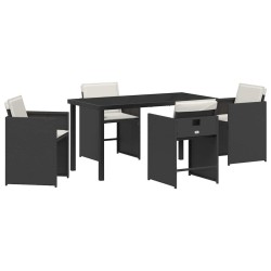 Ensemble de salle à manger pour jardin 5 pcs Noir polyrotin 563247563247