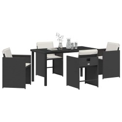 Ensemble de salle à manger pour jardin 5 pcs Noir polyrotin 563247563247