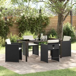 Ensemble de salle à manger pour jardin 5 pcs Noir polyrotin 563248563248