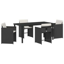 Ensemble de salle à manger pour jardin 5 pcs Noir polyrotin 563248563248