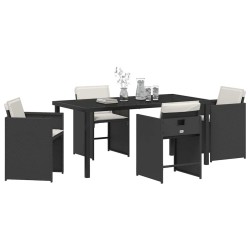 Ensemble de salle à manger pour jardin 5 pcs Noir polyrotin 563248563248