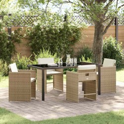Ensemble de salle à manger pour jardin 5 pcs Beige polyrotin 563249563249