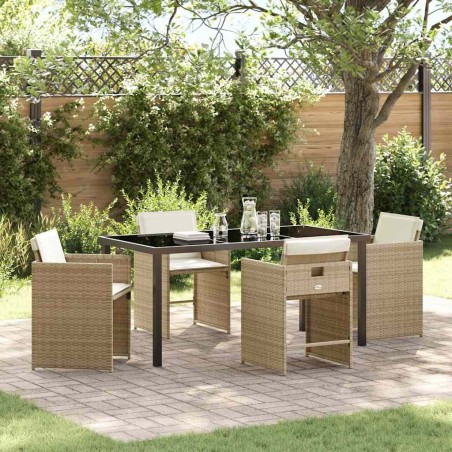 Ensemble de salle à manger pour jardin 5 pcs Beige polyrotin 563249563249