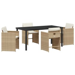 Ensemble de salle à manger pour jardin 5 pcs Beige polyrotin 563249563249