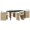 Ensemble de salle à manger pour jardin 5 pcs Beige polyrotin 563249563249