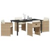 Ensemble de salle à manger pour jardin 5 pcs Beige polyrotin 563249563249
