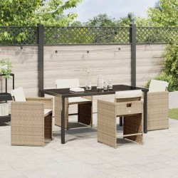 Ensemble de salle à manger pour jardin 5 pcs Beige polyrotin 563249563249