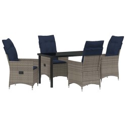 Ensemble table et chaises avec coussin 5 pcs Gris Rotin PE 563251563251