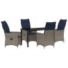 Ensemble table et chaises avec coussin 5 pcs Gris Rotin PE 563251563251