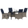 Ensemble table et chaises avec coussin 5 pcs Gris Rotin PE 563251563251