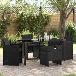 Ensemble de salle à manger pour jardin 5 pcs Noir polyrotin 563258563258