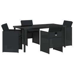 Ensemble de salle à manger pour jardin 5 pcs Noir polyrotin 563258563258