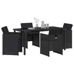 Ensemble de salle à manger pour jardin 5 pcs Noir polyrotin 563258563258