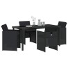 Ensemble de salle à manger pour jardin 5 pcs Noir polyrotin 563258563258