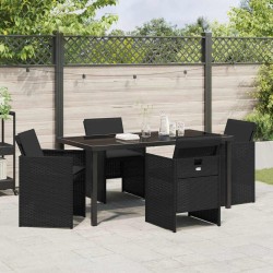 Ensemble de salle à manger pour jardin 5 pcs Noir polyrotin 563258563258
