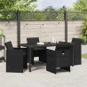 Ensemble de salle à manger pour jardin 5 pcs Noir polyrotin 563258563258