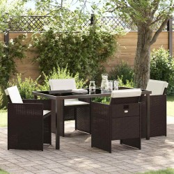 Ensemble de salle à manger pour jardin 5 pcs Marron polyrotin 563259563259