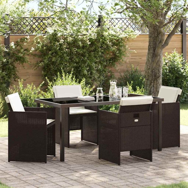 Ensemble de salle à manger pour jardin 5 pcs Marron polyrotin 563259563259