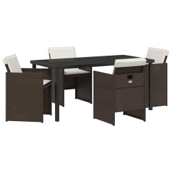 Ensemble de salle à manger pour jardin 5 pcs Marron polyrotin 563259563259