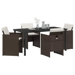 Ensemble de salle à manger pour jardin 5 pcs Marron polyrotin 563259563259