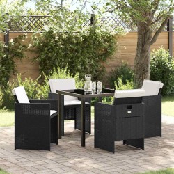 Ensemble de salle à manger pour jardin 5 pcs Noir polyrotin 563260563260