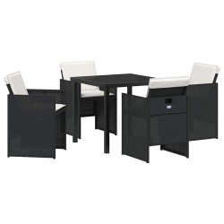 Ensemble de salle à manger pour jardin 5 pcs Noir polyrotin 563260563260