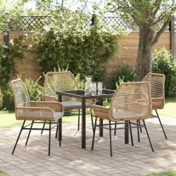 Ensemble de salle à manger pour jardin 5 pcs Marron polyrotin 563261563261