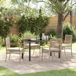 Ensemble de salle à manger pour jardin 5 pcs Beige et Noir 563262563262