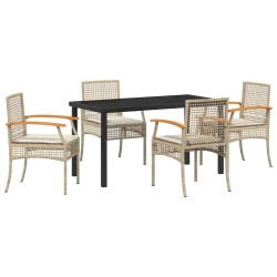 Ensemble de salle à manger pour jardin 5 pcs Beige et Noir 563262563262