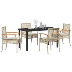 Ensemble de salle à manger pour jardin 5 pcs Beige et Noir 563262563262