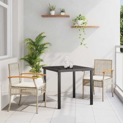 Ensemble de salle à manger pour jardin 3 pcs Beige et Noir 563263563263