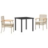 Ensemble de salle à manger pour jardin 3 pcs Beige et Noir 563263563263