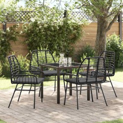 Ensemble de salle à manger pour jardin 5 pcs Noir polyrotin 563264563264
