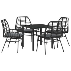 Ensemble de salle à manger pour jardin 5 pcs Noir polyrotin 563264563264