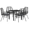 Ensemble de salle à manger pour jardin 5 pcs Noir polyrotin 563264563264