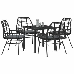 Ensemble de salle à manger pour jardin 5 pcs Noir polyrotin 563264563264