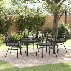 Ensemble de salle à manger pour jardin 5 pcs Noir polyrotin 563265563265