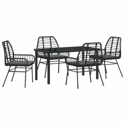 Ensemble de salle à manger pour jardin 5 pcs Noir polyrotin 563265563265