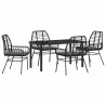 Ensemble de salle à manger pour jardin 5 pcs Noir polyrotin 563265563265