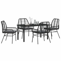 Ensemble de salle à manger pour jardin 5 pcs Noir polyrotin 563265563265