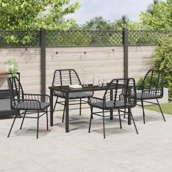 Ensemble de salle à manger pour jardin 5 pcs Noir polyrotin 563265563265