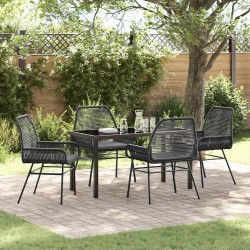 Ensemble de salle à manger pour jardin 5 pcs Noir polyrotin 563266563266
