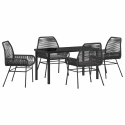Ensemble de salle à manger pour jardin 5 pcs Noir polyrotin 563266563266