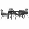 Ensemble de salle à manger pour jardin 5 pcs Noir polyrotin 563266563266