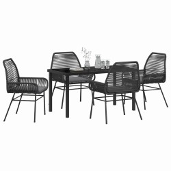 Ensemble de salle à manger pour jardin 5 pcs Noir polyrotin 563266563266