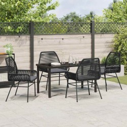 Ensemble de salle à manger pour jardin 5 pcs Noir polyrotin 563266563266
