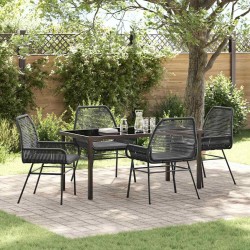 Ensemble de salle à manger pour jardin 5 pcs Noir polyrotin 563267563267