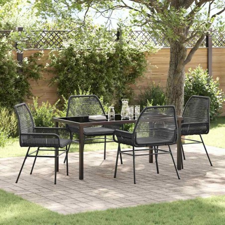Ensemble de salle à manger pour jardin 5 pcs Noir polyrotin 563267563267
