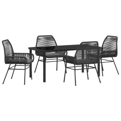 Ensemble de salle à manger pour jardin 5 pcs Noir polyrotin 563267563267
